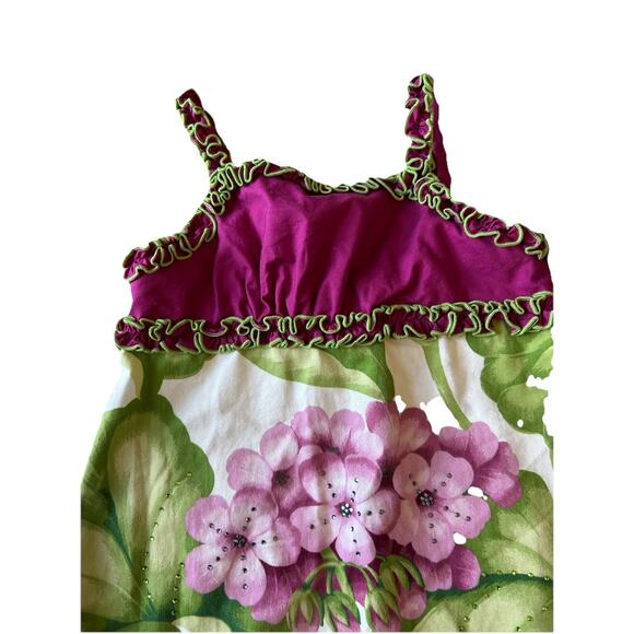 Trish Scully Girls Toddler Dress 6 Purple Green Floral Cotton Tiered Ruffle VTG - Picture 12 of 12